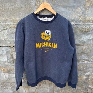 Nike University of Michigan Wolverines Maize Navy Sweatshirt Large Basketball